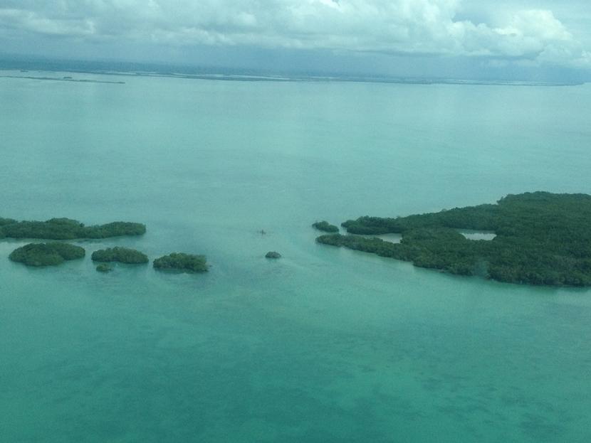 An aerial view of islands just off the coast of Placencia, Belize, where the new Diving & Marine Conservation Project will be based.