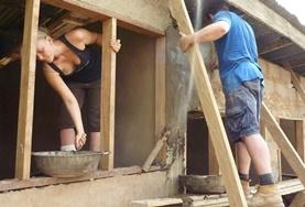 Building Volunteers help build a house for a local family in Ghana.