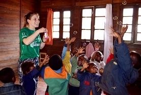Madagascar Children make fun masks with Care & Community High School Special volunteers in Madagascar.