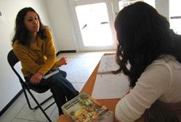 Morocco A volunteer in Morocco practices her language skills on her Care & Arabic Project for High School Special students.