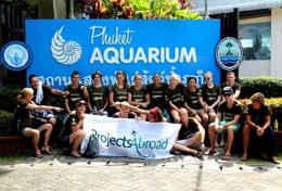 Thailand A group of student volunteers on the Thailand High School Special Conservation Project take a photo at their placement.