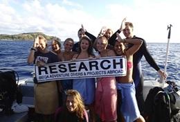 Fiji High School Special volunteers on the Shark Conservation Project in Fiji take a photo as a group.