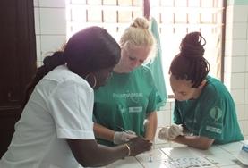 Medicine & Healthcare Pharmacy interns in Ghana are trained by a local pharmacist in the Cape Coast.