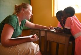 Medicine & Healthcare A volunteer on the Speech Therapy internship in Ghana works with young children.
