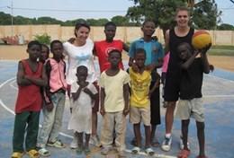 Sports A group of children with their volunteer coach after school in Ghana.