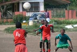 Sports A local team plays soccer during a practice led by a volunteer in Ghana.